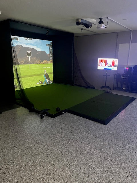 DIY golf simulator install in Saint Petersburg, Florida with Carl's place screen and Protee launch Monitor