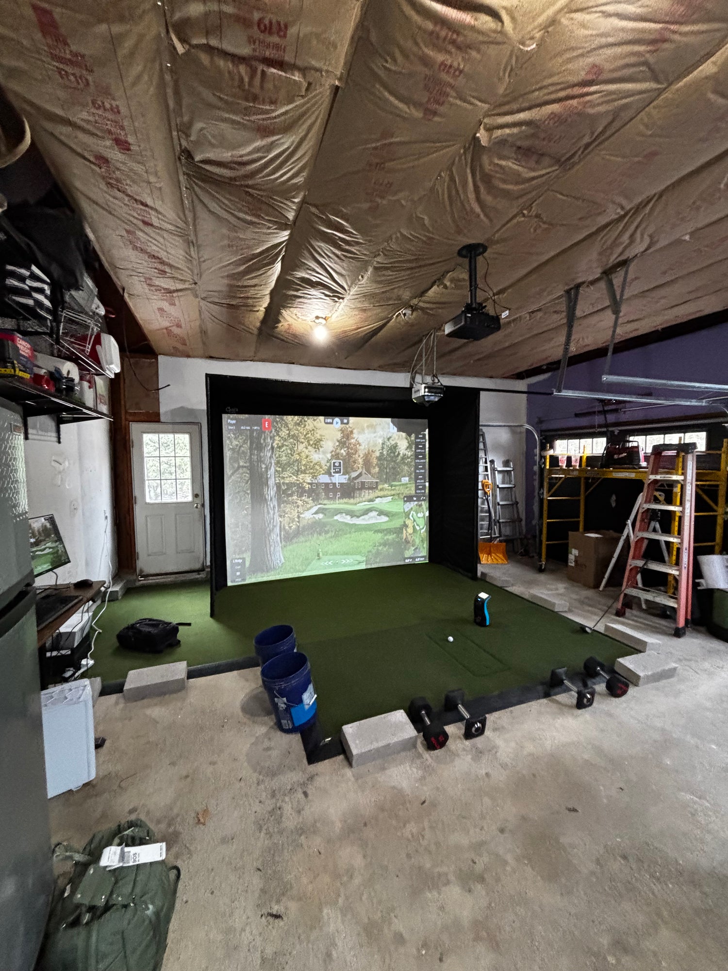 Professional Garage golf simulator installation in Portsmouth, New Hampshire